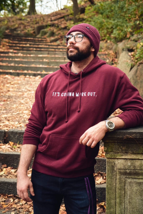 burgundy hoodie